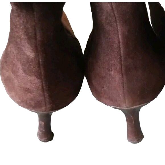 Charles David Vero Cuoio Brown Suede Boots 37.5 Italy, Sz 7 US 2" Heel Zipper - Picture 6 of 7